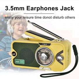 3600mAh Emergency Crank &NOAA Weather Radio Hand Crank/Solar/USB ChargingPortable Radio With (AM FM /WB) Radio With Other Function For BT Speaker &Flashlight& Phone Charger&Power Bank & MP3 Playe
