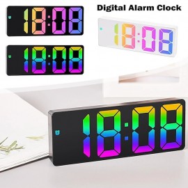 Digital Alarm Clock Color Font LED Display Bedroom Electronic Desktop Alarm Clock