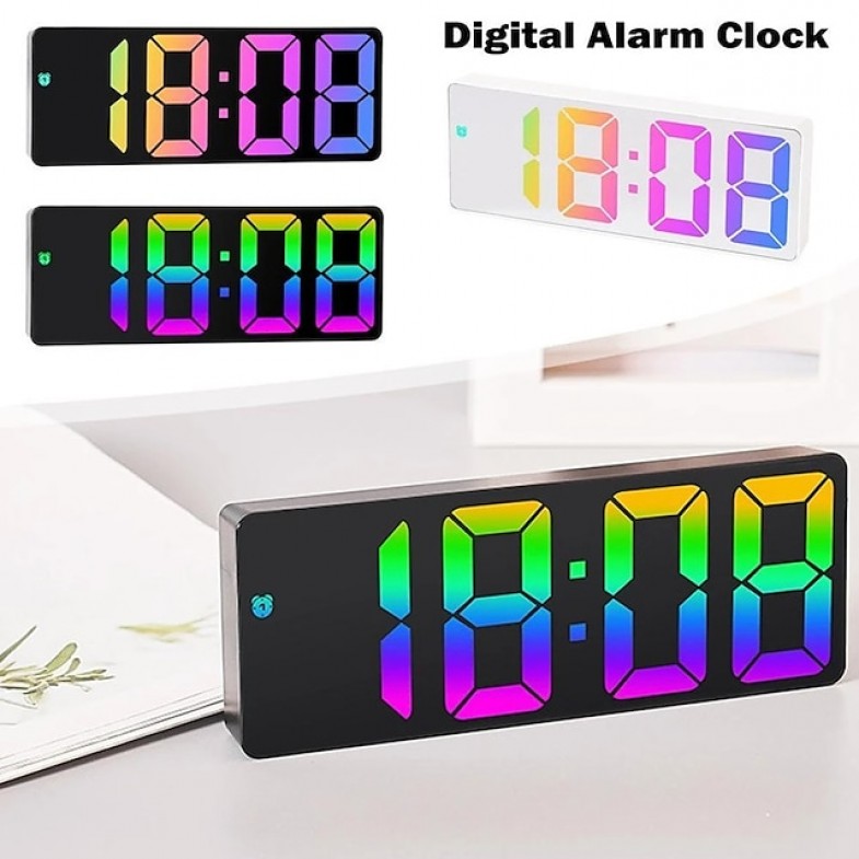 Digital Alarm Clock Color Font LED Display Bedroom Electronic Desktop Alarm Clock
 Digital Alarm Clock Color Font LED Display Bedroom Electronic Desktop Alarm Clock