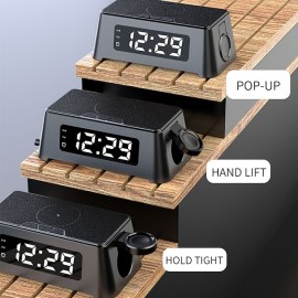 Wireless Charger 4 in 1 with Digital Alarm Clock 15W Fast Charging Station for Apple Watch 8/7/SE/6/5/4/3/2 AirPods Pro Compatible with iPhone 14/13/12 Pro Max/11/XS Max/XR/X/8 Plus/Samsung Galaxy
