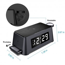 Wireless Charger 4 in 1 with Digital Alarm Clock 15W Fast Charging Station for Apple Watch 8/7/SE/6/5/4/3/2 AirPods Pro Compatible with iPhone 14/13/12 Pro Max/11/XS Max/XR/X/8 Plus/Samsung Galaxy

