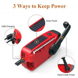 Multifunctional Hand Radio Solar Crank Dynamo Powered AM/FM/NOAA Weather Radio Use Emergency LED Flashlight and Power Bank
