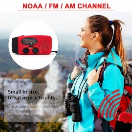 Multifunctional Hand Radio Solar Crank Dynamo Powered AM/FM/NOAA Weather Radio Use Emergency LED Flashlight and Power Bank
