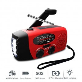 Multifunctional Hand Radio Solar Crank Dynamo Powered AM/FM/NOAA Weather Radio Use Emergency LED Flashlight and Power Bank
