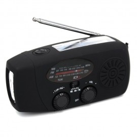 Multifunctional Hand Radio Solar Crank Dynamo Powered AM/FM/NOAA Weather Radio Use Emergency LED Flashlight and Power Bank
