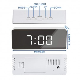 LED Light Mirror Alarm Clock with Dimmer Nap Temperature Function for Office Bedroom Travel Digital Clock Home Decor
 LED Light Mirror Alarm Clock with Dimmer Nap Temperature Function for Office Bedroom Travel Digital Clock Home Decor