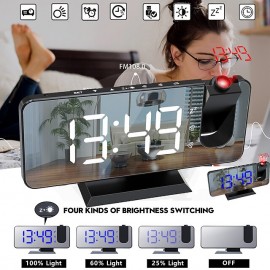 New Dual Alarm Clock Projection Electronic Clock LED Mirror Mirrors Large Screen Alarm Clock