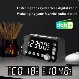 Digital Alarm Clock DAB/FM Radio Backup Dual Alarm Settings Jumbo Screen Display Electronic Desktop Clock with Snooze Function
 Digital Alarm Clock DAB/FM Radio Backup Dual Alarm Settings Jumbo Screen Display Electronic Desktop Clock with Snooze Function