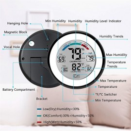 Indoor Humidity Touchscreen Thermometer Hygrometer LCD Temperature Display Meter Digital
