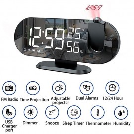LED Projection Digital Alarm Clock for Bedrooms FM Radio Alarm Clock on Ceiling Temperature & Humidity Display 12/24H Snooze Dual Loud Alarm Clock
 LED Projection Digital Alarm Clock for Bedrooms FM Radio Alarm Clock on Ceiling Temperature & Humidity Display 12/24H Snooze Dual Loud Alarm Clock