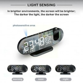 LED Projection Digital Alarm Clock for Bedrooms FM Radio Alarm Clock on Ceiling Temperature & Humidity Display 12/24H Snooze Dual Loud Alarm Clock
 LED Projection Digital Alarm Clock for Bedrooms FM Radio Alarm Clock on Ceiling Temperature & Humidity Display 12/24H Snooze Dual Loud Alarm Clock