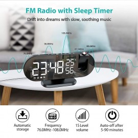 LED Projection Digital Alarm Clock for Bedrooms FM Radio Alarm Clock on Ceiling Temperature & Humidity Display 12/24H Snooze Dual Loud Alarm Clock
 LED Projection Digital Alarm Clock for Bedrooms FM Radio Alarm Clock on Ceiling Temperature & Humidity Display 12/24H Snooze Dual Loud Alarm Clock