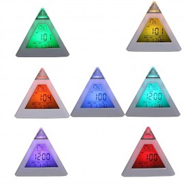 Table Clocks Triangled 7 Colors Changing LED Temperature Week Display Digital Alarm Clock Table Decor Clocks Room Bedside Clock
