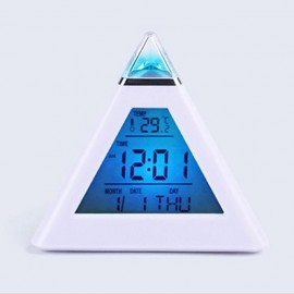 Table Clocks Triangled 7 Colors Changing LED Temperature Week Display Digital Alarm Clock Table Decor Clocks Room Bedside Clock
