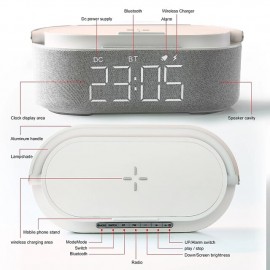 Wireless Charger Alarm Clock Bluetooth Speaker LED Smart Digital Clock USB Fast Charge Watch Electronic Desktop Clock FM Radio
 Wireless Charger Alarm Clock Bluetooth Speaker LED Smart Digital Clock USB Fast Charge Watch Electronic Desktop Clock FM Radio