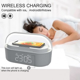 Wireless Charger Alarm Clock Bluetooth Speaker LED Smart Digital Clock USB Fast Charge Watch Electronic Desktop Clock FM Radio
 Wireless Charger Alarm Clock Bluetooth Speaker LED Smart Digital Clock USB Fast Charge Watch Electronic Desktop Clock FM Radio