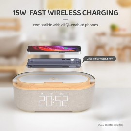 Wireless Charger Alarm Clock Bluetooth Speaker LED Smart Digital Clock USB Fast Charge Watch Electronic Desktop Clock FM Radio
 Wireless Charger Alarm Clock Bluetooth Speaker LED Smart Digital Clock USB Fast Charge Watch Electronic Desktop Clock FM Radio