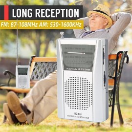 Portable Radios Small, AM FM Radio, Battery Radio Transistor With Power Indicator AA Battery Operated For Jogging Walking And Camping