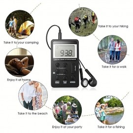 Personal Mini AM FM Portable Digital Tuning Transistor RadiosRechargeable Battery For Walk/Jogging/Gym/Camping
