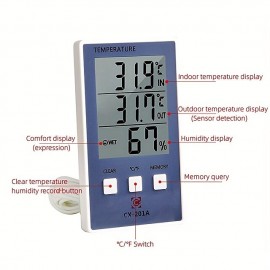 1pc Accurate Digital Thermometer and Hygrometer with LCD Display and Probe Sensor for Indoor and Outdoor Temperature and Humidity Measurement
 1pc Accurate Digital Thermometer and Hygrometer with LCD Display and Probe Sensor for Indoor and Outdoor Temperature and Humidity Measurement