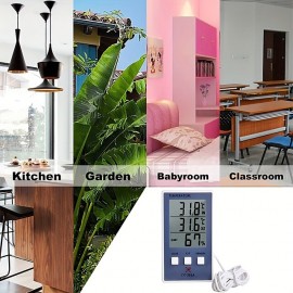 1pc Accurate Digital Thermometer and Hygrometer with LCD Display and Probe Sensor for Indoor and Outdoor Temperature and Humidity Measurement
 1pc Accurate Digital Thermometer and Hygrometer with LCD Display and Probe Sensor for Indoor and Outdoor Temperature and Humidity Measurement