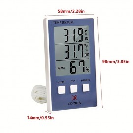 1pc Accurate Digital Thermometer and Hygrometer with LCD Display and Probe Sensor for Indoor and Outdoor Temperature and Humidity Measurement
 1pc Accurate Digital Thermometer and Hygrometer with LCD Display and Probe Sensor for Indoor and Outdoor Temperature and Humidity Measurement