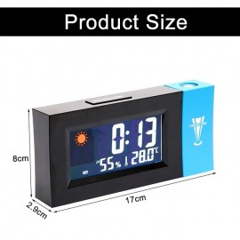 Smart Voice Control LED Backlight Snooze Alarm Clock LED Screen Weather Forecast Snooze Clock 180 Degree Rotating Creative Electronic Projection Clock Bedroom Digital Alarm Clock with Temperature Cale
