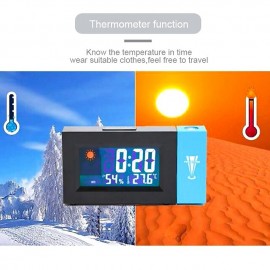 Smart Voice Control LED Backlight Snooze Alarm Clock LED Screen Weather Forecast Snooze Clock 180 Degree Rotating Creative Electronic Projection Clock Bedroom Digital Alarm Clock with Temperature Cale
