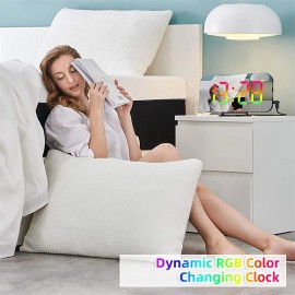 8813 Dynamic RGB Digital Alarm Clock Automatic Dimming Large HD Display Desktop Alarm Clock Dual USB Output Mirror LED Electronic Clock
 8813 Dynamic RGB Digital Alarm Clock Automatic Dimming Large HD Display Desktop Alarm Clock Dual USB Output Mirror LED Electronic Clock