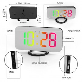 8813 Dynamic RGB Digital Alarm Clock Automatic Dimming Large HD Display Desktop Alarm Clock Dual USB Output Mirror LED Electronic Clock
 8813 Dynamic RGB Digital Alarm Clock Automatic Dimming Large HD Display Desktop Alarm Clock Dual USB Output Mirror LED Electronic Clock