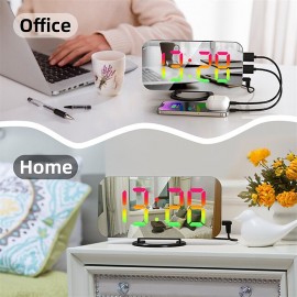 8813 Dynamic RGB Digital Alarm Clock Automatic Dimming Large HD Display Desktop Alarm Clock Dual USB Output Mirror LED Electronic Clock
 8813 Dynamic RGB Digital Alarm Clock Automatic Dimming Large HD Display Desktop Alarm Clock Dual USB Output Mirror LED Electronic Clock