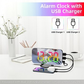 8813 Dynamic RGB Digital Alarm Clock Automatic Dimming Large HD Display Desktop Alarm Clock Dual USB Output Mirror LED Electronic Clock
 8813 Dynamic RGB Digital Alarm Clock Automatic Dimming Large HD Display Desktop Alarm Clock Dual USB Output Mirror LED Electronic Clock
