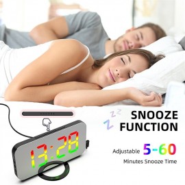 8813 Dynamic RGB Digital Alarm Clock Automatic Dimming Large HD Display Desktop Alarm Clock Dual USB Output Mirror LED Electronic Clock
 8813 Dynamic RGB Digital Alarm Clock Automatic Dimming Large HD Display Desktop Alarm Clock Dual USB Output Mirror LED Electronic Clock