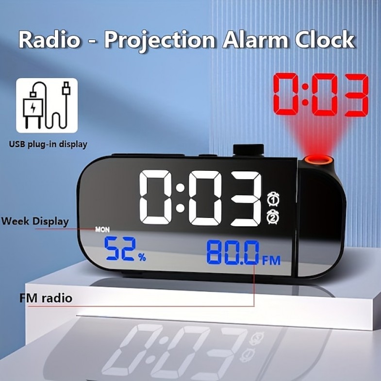 Multifunctional Radio Alarm Clock Student Specific Desktop Electronic Clock LED Night Light Projection Clock
 Multifunctional Radio Alarm Clock Student Specific Desktop Electronic Clock LED Night Light Projection Clock